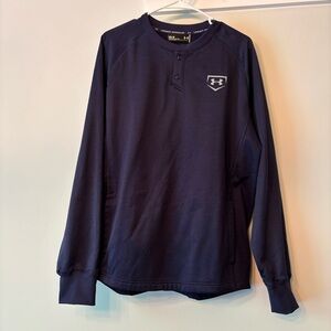 Under Armour Cold Gear long sleeve pullover Fleece Lined Shirt M Navy Blue New